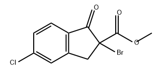 1H-Indene-2-carboxylic acid, 2-bromo-5-chloro-2,3-dihydro-1-oxo-, methyl ester Struktur