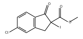 1H-Indene-2-carboxylic acid, 5-chloro-2,3-dihydro-2-iodo-1-oxo-, methyl ester Struktur