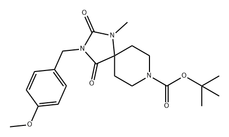 1,3,8-Triazaspiro[4.5]decane-8-carboxylic acid, 3-[(4-methoxyphenyl)methyl]-1-methyl-2,4-dioxo-, 1,1-dimethylethyl ester Struktur