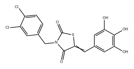 2,4-Thiazolidinedione, 3-[(3,4-dichlorophenyl)methyl]-5-[(3,4,5-trihydroxyphenyl)methylene]- Struktur