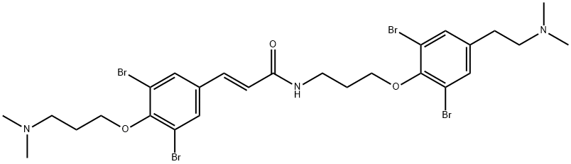 2-Propenamide, N-[3-[2,6-dibromo-4-[2-(dimethylamino)ethyl]phenoxy]propyl]-3-[3,5-dibromo-4-[3-(dimethylamino)propoxy]phenyl]-, (2E)- Struktur