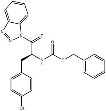 Carbamic acid, N-[(1S)-2-(1H-benzotriazol-1-yl)-1-[(4-hydroxyphenyl)methyl]-2-oxoethyl]-, phenylmethyl ester Struktur