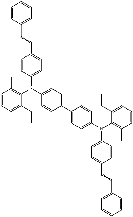 [1,1'-Biphenyl]-4,4'-diamine, N4,N4'-bis(2-ethyl-6-methylphenyl)-N4,N4'-bis[4-(2-phenylethenyl)phenyl]- Struktur