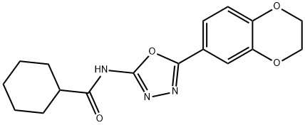 Cyclohexanecarboxamide, N-[5-(2,3-dihydro-1,4-benzodioxin-6-yl)-1,3,4-oxadiazol-2-yl]- Struktur