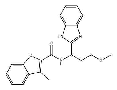 2-Benzofurancarboxamide, N-[1-(1H-benzimidazol-2-yl)-3-(methylthio)propyl]-3-methyl- Struktur