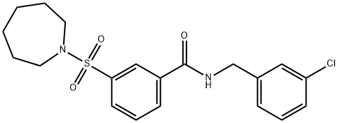 Benzamide, N-[(3-chlorophenyl)methyl]-3-[(hexahydro-1H-azepin-1-yl)sulfonyl]- Struktur