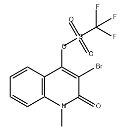 Methanesulfonic acid, 1,1,1-trifluoro-, 3-bromo-1,2-dihydro-1-methyl-2-oxo-4-quinolinyl ester Struktur