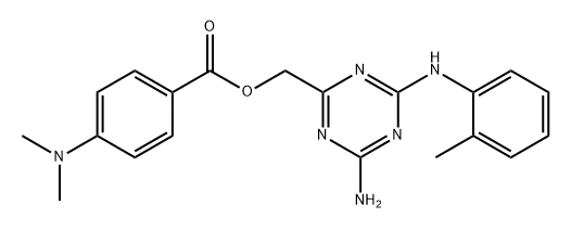 Benzoic acid, 4-(dimethylamino)-, [4-amino-6-[(2-methylphenyl)amino]-1,3,5-triazin-2-yl]methyl ester Struktur