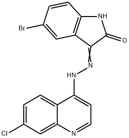 1H-Indole-2,3-dione, 5-bromo-, 3-[2-(7-chloro-4-quinolinyl)hydrazone] Struktur