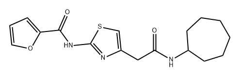 N-(4-(2-(環(huán)庚基氨基)-2-氧代乙基)噻唑-2-基)呋喃-2-甲酰胺, 857040-20-1, 結(jié)構(gòu)式