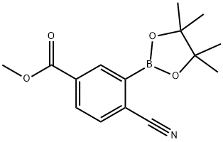 Benzoic acid, 4-cyano-3-(4,4,5,5-tetramethyl-1,3,2-dioxaborolan-2-yl)-, methyl ester Struktur