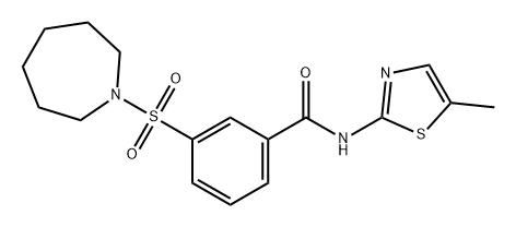 Benzamide, 3-[(hexahydro-1H-azepin-1-yl)sulfonyl]-N-(5-methyl-2-thiazolyl)- Struktur