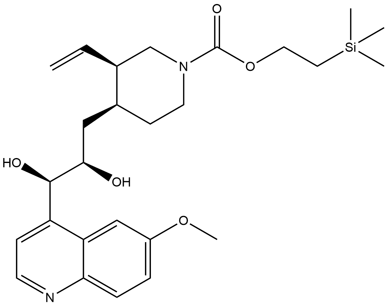 1-Piperidinecarboxylic acid, 4-[(2R,3R)-2,3-dihydroxy-3-(6-methoxy-4-quinolinyl)propyl]-3-ethenyl-, 2-(trimethylsilyl)ethyl ester, (3R,4S)-