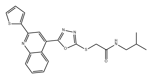 Acetamide, N-(2-methylpropyl)-2-[[5-[2-(2-thienyl)-4-quinolinyl]-1,3,4-oxadiazol-2-yl]thio]- Struktur