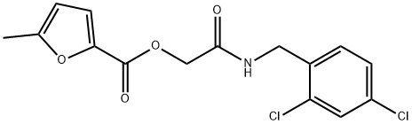 2-Furancarboxylic acid, 5-methyl-, 2-[[(2,4-dichlorophenyl)methyl]amino]-2-oxoethyl ester Struktur