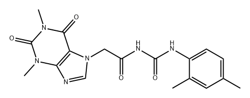 7H-Purine-7-acetamide, N-[[(2,4-dimethylphenyl)amino]carbonyl]-1,2,3,6-tetrahydro-1,3-dimethyl-2,6-dioxo- Struktur