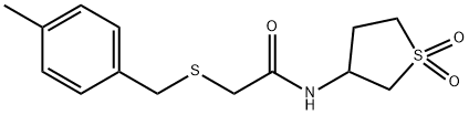 Acetamide, 2-[[(4-methylphenyl)methyl]thio]-N-(tetrahydro-1,1-dioxido-3-thienyl)- Struktur