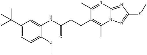 [1,2,4]Triazolo[1,5-a]pyrimidine-6-propanamide, N-[5-(1,1-dimethylethyl)-2-methoxyphenyl]-5,7-dimethyl-2-(methylthio)- Struktur