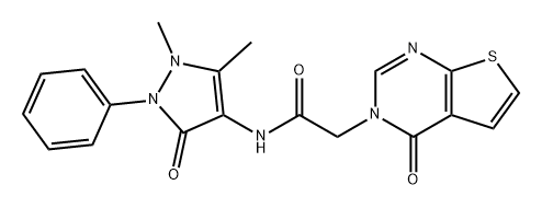 Thieno[2,3-d]pyrimidine-3(4H)-acetamide, N-(2,3-dihydro-1,5-dimethyl-3-oxo-2-phenyl-1H-pyrazol-4-yl)-4-oxo- Struktur