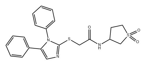 Acetamide, 2-[(1,5-diphenyl-1H-imidazol-2-yl)thio]-N-(tetrahydro-1,1-dioxido-3-thienyl)- Struktur