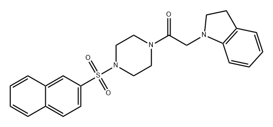 Ethanone, 2-(2,3-dihydro-1H-indol-1-yl)-1-[4-(2-naphthalenylsulfonyl)-1-piperazinyl]- Struktur