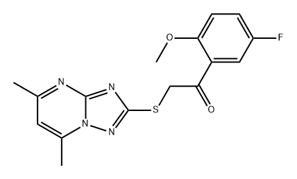 Ethanone, 2-[(5,7-dimethyl[1,2,4]triazolo[1,5-a]pyrimidin-2-yl)thio]-1-(5-fluoro-2-methoxyphenyl)- Struktur