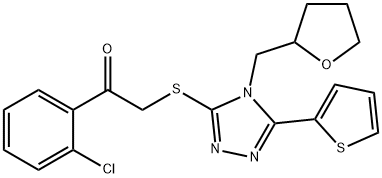 Ethanone, 1-(2-chlorophenyl)-2-[[4-[(tetrahydro-2-furanyl)methyl]-5-(2-thienyl)-4H-1,2,4-triazol-3-yl]thio]- Struktur