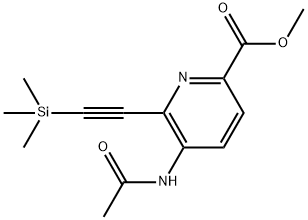 2-Pyridinecarboxylic acid, 5-(acetylamino)-6-[2-(trimethylsilyl)ethynyl]-, methyl ester Struktur