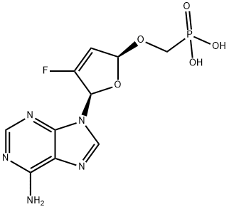 Phosphonic acid, P-[[[(2R,5R)-5-(6-amino-9H-purin-9-yl)-4-fluoro-2,5-dihydro-2-furanyl]oxy]methyl]- Struktur