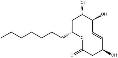 2H-Oxecin-2-one, 10-heptyl-3,4,7,8,9,10-hexahydro-4,7,8-trihydroxy-, (4S,5E,7R,8S,10R)- Struktur