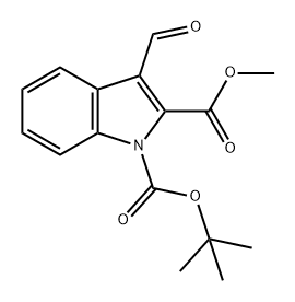 1H-Indole-1,2-dicarboxylic acid, 3-formyl-, 1-(1,1-dimethylethyl) 2-methyl ester Struktur