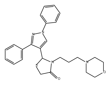 4-Thiazolidinone, 2-(1,3-diphenyl-1H-pyrazol-4-yl)-3-[3-(4-morpholinyl)propyl]- Struktur