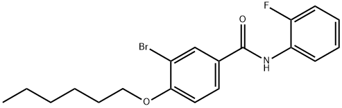 3-bromo-N-(2-fluorophenyl)-4-hexoxybenzamide Struktur