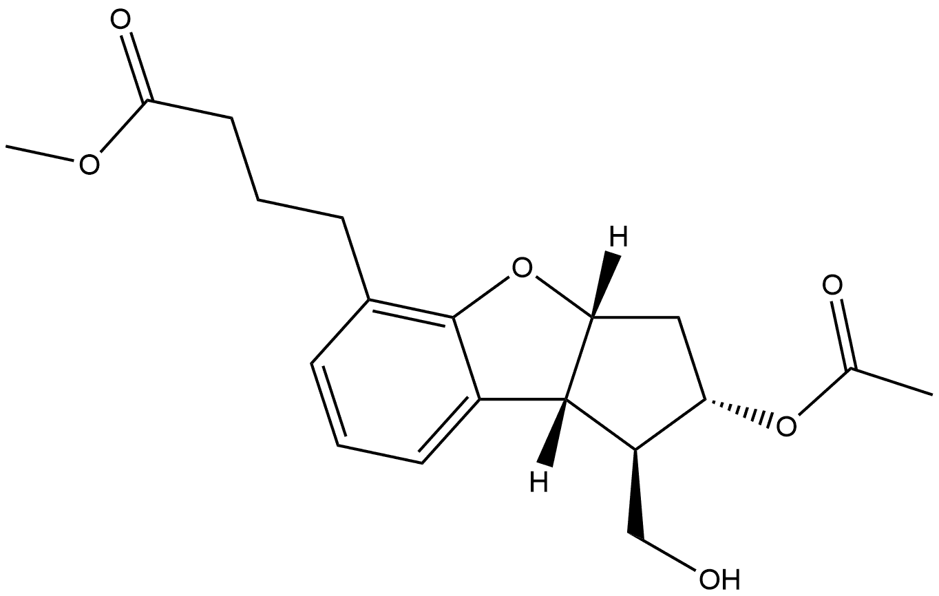 rel-Methyl (1R,2S,3aR,8bR)-2-(acetyloxy)-2,3,3a,8b-tetrahydro-1-(hydroxymethyl)-1H-cyclopenta[b]benzofuran-5-butanoate Structure