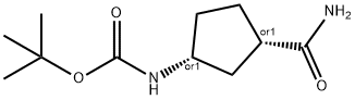 Carbamic acid, [(1R,3S)-3-(aminocarbonyl)cyclopentyl]-, 1,1-dimethylethyl ester, rel- (9CI) Struktur