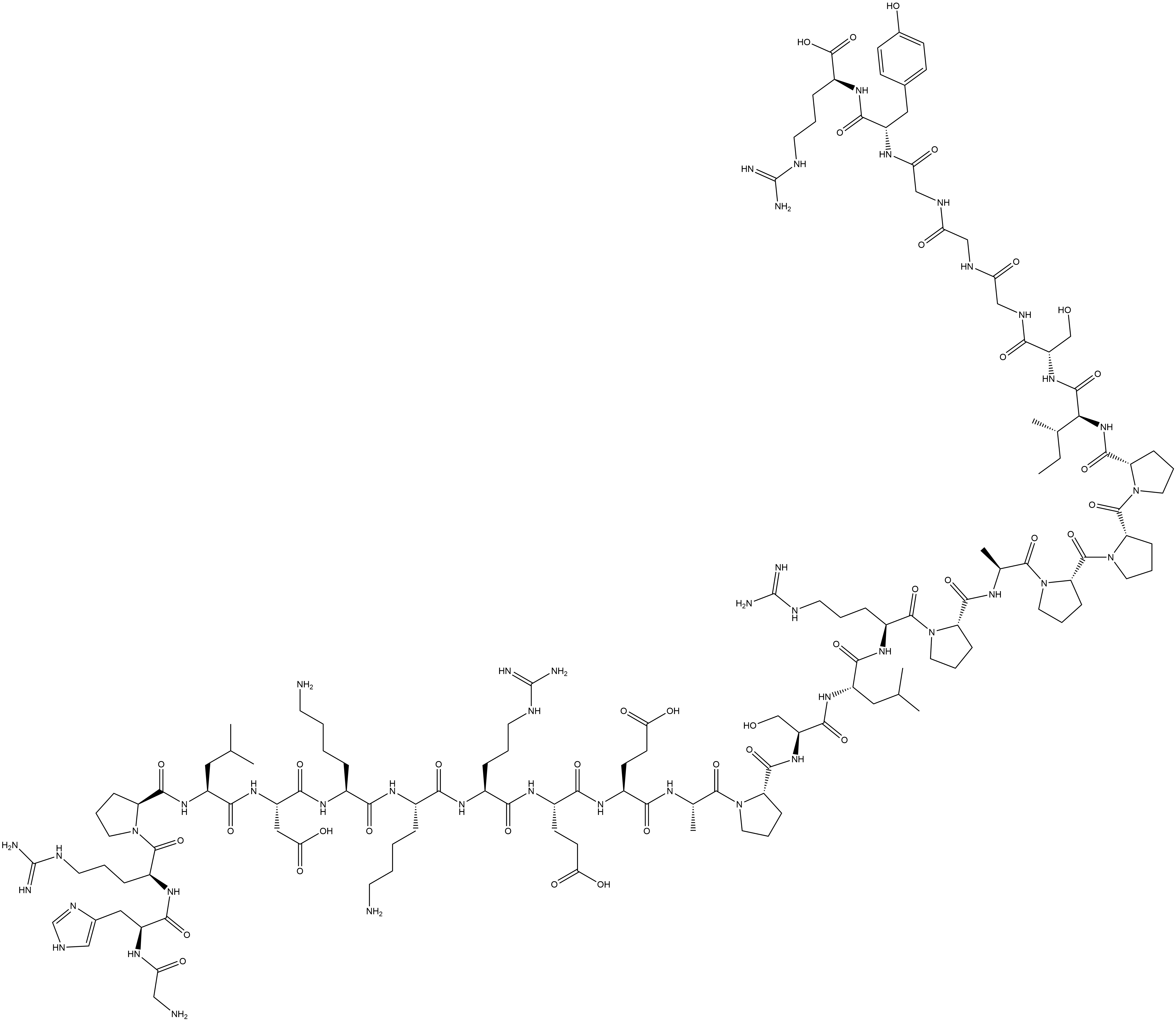 L-Arginine, glycyl-L-histidyl-L-arginyl-L-prolyl-L-leucyl-L-α-aspartyl-L-lysyl-L-lysyl-L-arginyl-L-α-glutamyl-L-α-glutamyl-L-alanyl-L-prolyl-L-seryl-L-leucyl-L-arginyl-L-prolyl-L-alanyl-L-prolyl-L-prolyl-L-prolyl-L-isoleucyl-L-serylglycylglycylglycyl-L-tyrosyl- Struktur