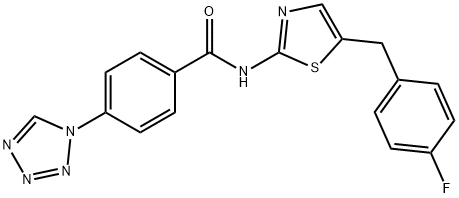 N-[5-[(4-Fluorophenyl)methyl]-2-thiazolyl]-4-(1H-tetrazol-1-yl)benzamide Struktur