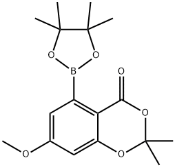 4H-1,3-Benzodioxin-4-one, 7-methoxy-2,2-dimethyl-5-(4,4,5,5-tetramethyl-1,3,2-dioxaborolan-2-yl)- Struktur