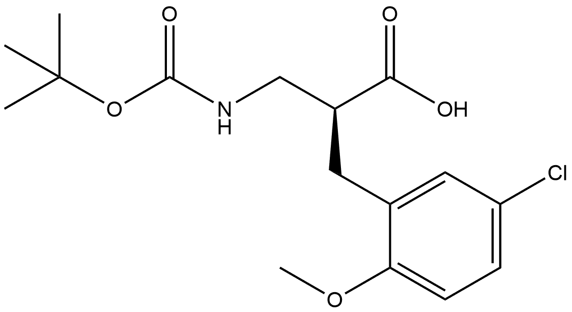 Benzenepropanoic acid, 5-chloro-α-[[[(1,1-dimethylethoxy)carbonyl]amino]methyl]-2-methoxy-, (αS)- Struktur