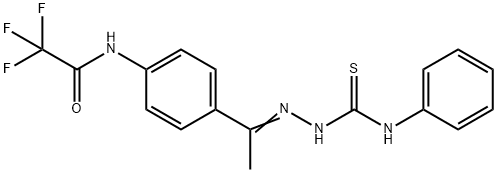 2,2,2-trifluoro-N-[4-[(Z)-C-methyl-N-(phenylcarbamothioylamino)carbonimidoyl]phenyl]acetamide Struktur