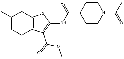 methyl 2-(1-acetylpiperidine-4-carboxamido)-6-methyl-4,5,6,7-tetrahydrobenzo[b]thiophene-3-carboxylate Struktur