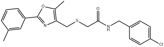 Acetamide, N-[(4-chlorophenyl)methyl]-2-[[[5-methyl-2-(3-methylphenyl)-4-oxazolyl]methyl]thio]- Struktur