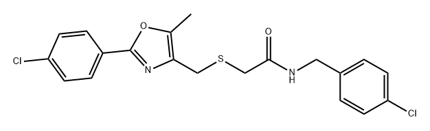 Acetamide, N-[(4-chlorophenyl)methyl]-2-[[[2-(4-chlorophenyl)-5-methyl-4-oxazolyl]methyl]thio]- Struktur