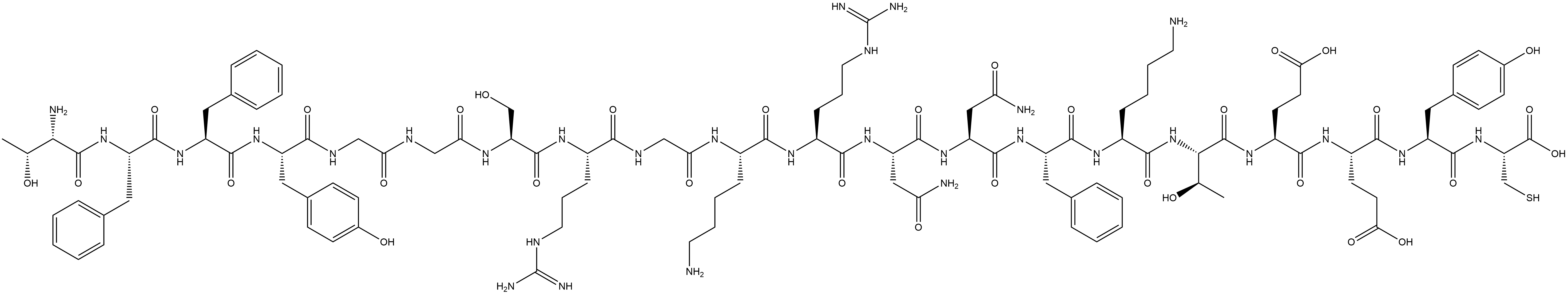 L-Cysteine, L-threonyl-L-phenylalanyl-L-phenylalanyl-L-tyrosylglycylglycyl-L-seryl-L-arginylglycyl-L-lysyl-L-arginyl-L-asparaginyl-L-asparaginyl-L-phenylalanyl-L-lysyl-L-threonyl-L-α-glutamyl-L-α-glutamyl-L-tyrosyl- Struktur