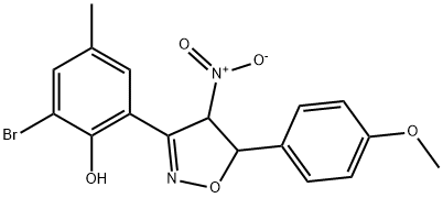 Phenol, 2-?bromo-?6-?[4,?5-?dihydro-?5-?(4-?methoxyphenyl)?-?4-?nitro-?3-?isoxazolyl]?-?4-?methyl- (9CI) Struktur