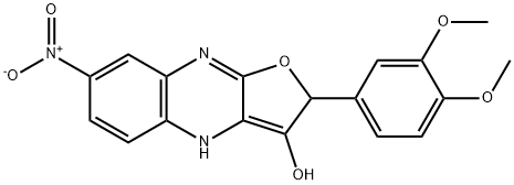 Furo[2,?3-?b]?quinoxalin-?3-?ol, 2-?(3,?4-?dimethoxyphenyl)?-?2,?4-?dihydro-?7-?nitro- (9CI) Struktur