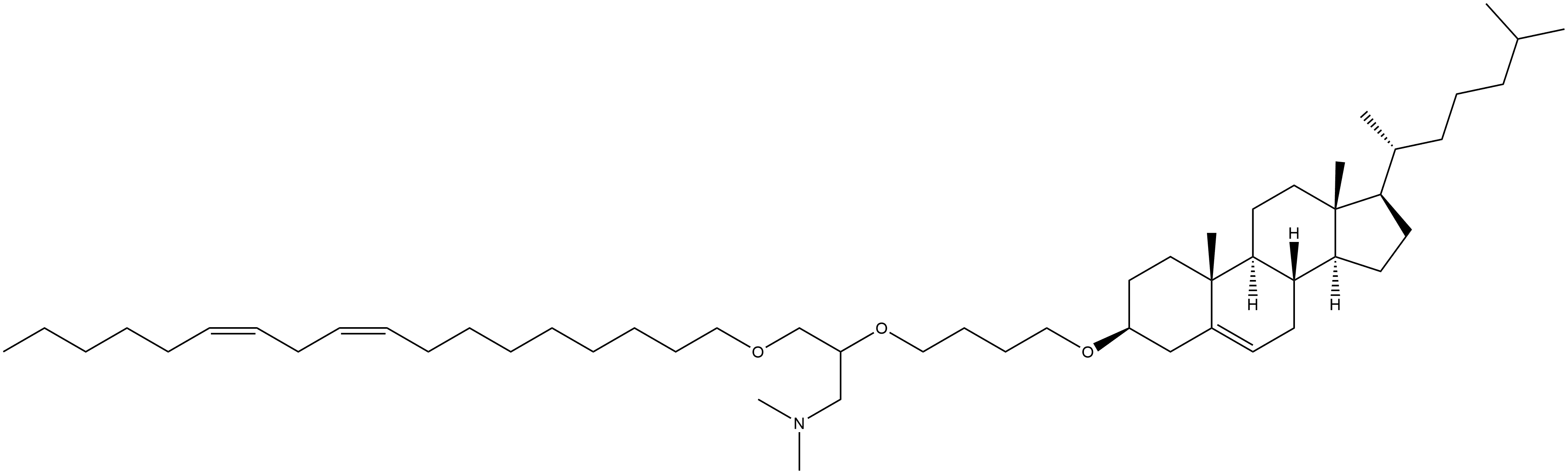 1-Propanamine, 2-[4-[(3β)-cholest-5-en-3-yloxy]butoxy]-N,N-dimethyl-3-[(9Z,12Z)-9,12-octadecadien-1-yloxy]- Struktur