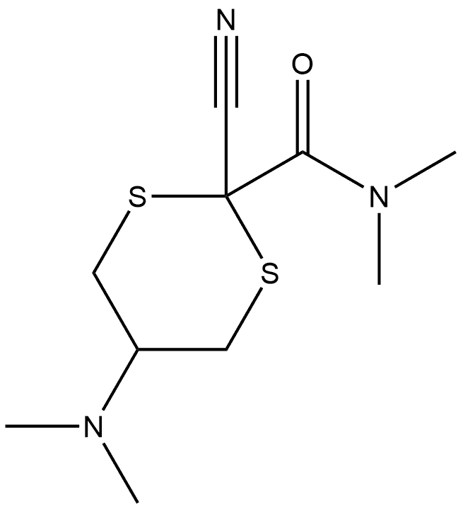 2-Cyano-5-(dimethylamino)-N,N-dimethyl-1,3-dithiane-2-carboxamide Struktur