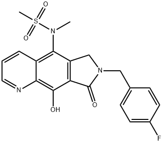 Methanesulfonamide, N-[7-[(4-fluorophenyl)methyl]-7,8-dihydro-9-hydroxy-8-oxo-6H-pyrrolo[3,4-g]quinolin-5-yl]-N-methyl- Struktur