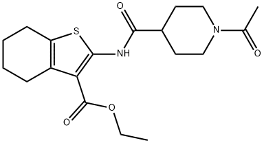 ethyl 2-(1-acetylpiperidine-4-carboxamido)-4,5,6,7-tetrahydrobenzo[b]thiophene-3-carboxylate Struktur